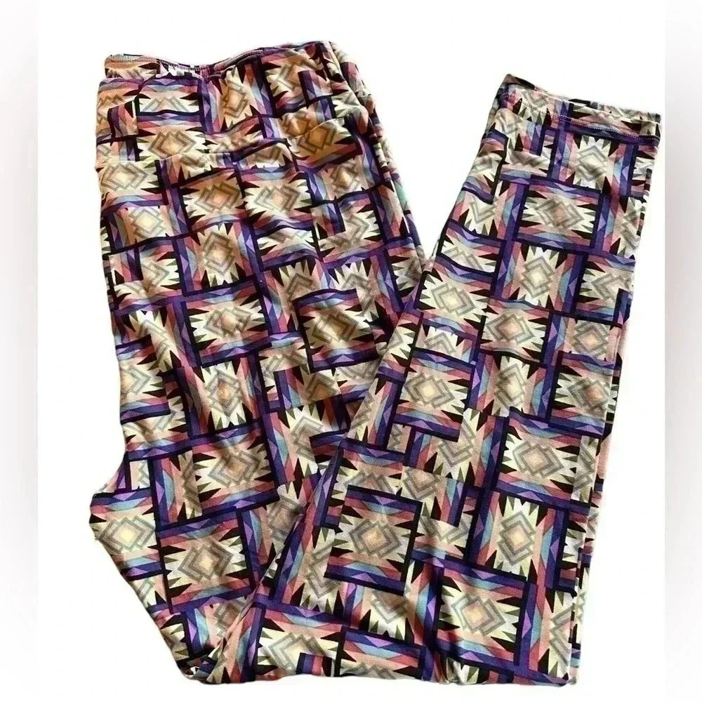 Lularoe TC2 plus size aztec pattern leggings NWOT. Multi colored, gorgeous!